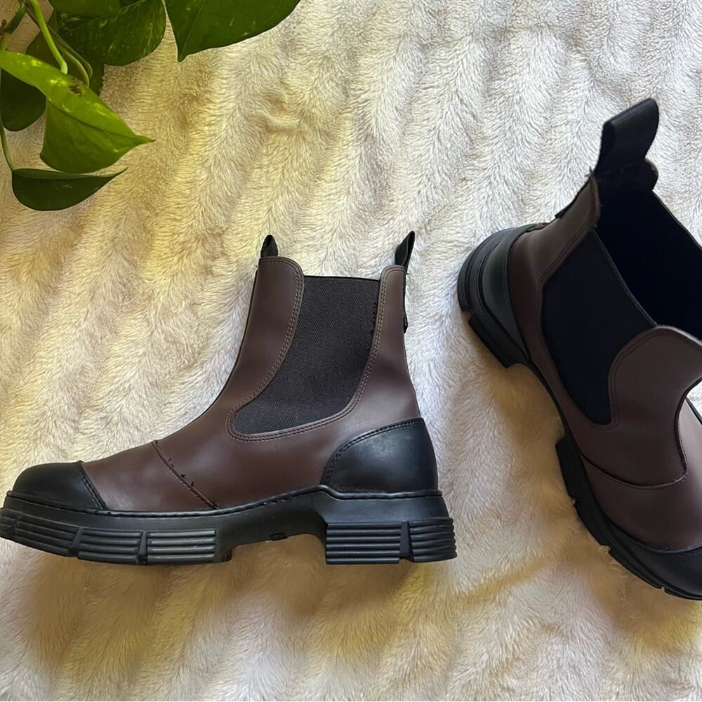 GANNI Recycled Rubber Brown & Black City Boots - Picture 7 of 10